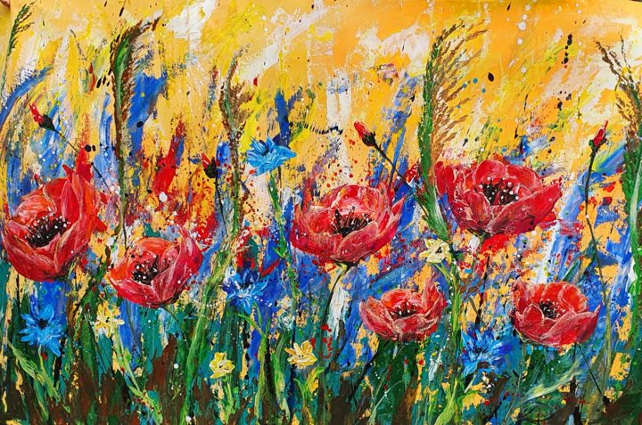 Painting titled "Joy of hope" by Elwira Bernaciak, Original Art, Acrylic