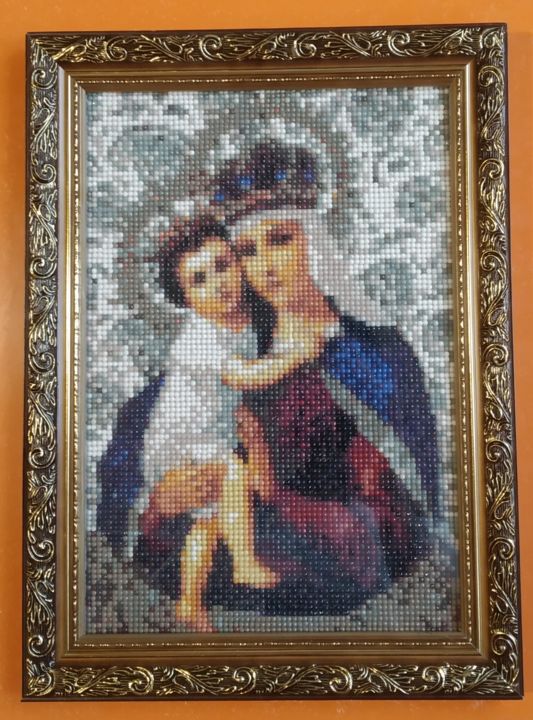 Textile Art με τίτλο "Икона алмазная моза…" από Mikka, Αυθεντικά έργα τέχνης, Κέντημα Τοποθετήθηκε στο Χαρτόνι