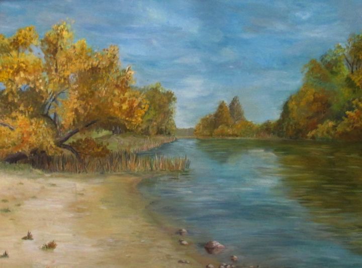 Painting titled "Осень" by Elvira Basiul, Original Artwork, Oil