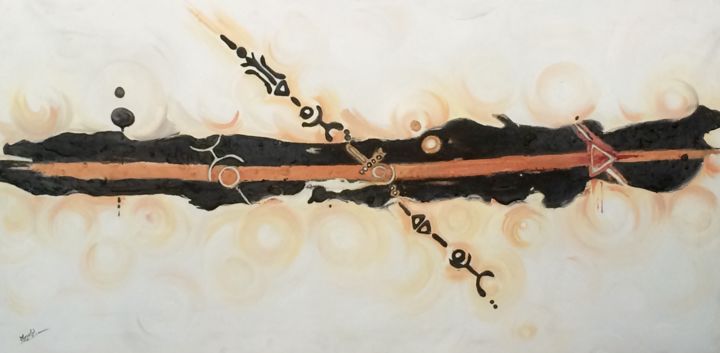 Pittura intitolato "Il viaggio infinito…" da Fatima Zohra Elyoubi, Opera d'arte originale, Olio