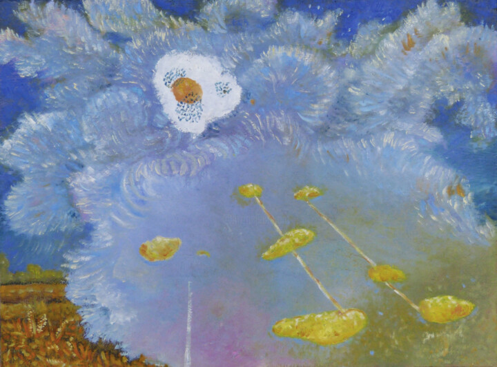 Pintura titulada "Dziwna chmura / Str…" por Elżbieta Goszczycka, Obra de arte original, Oleo