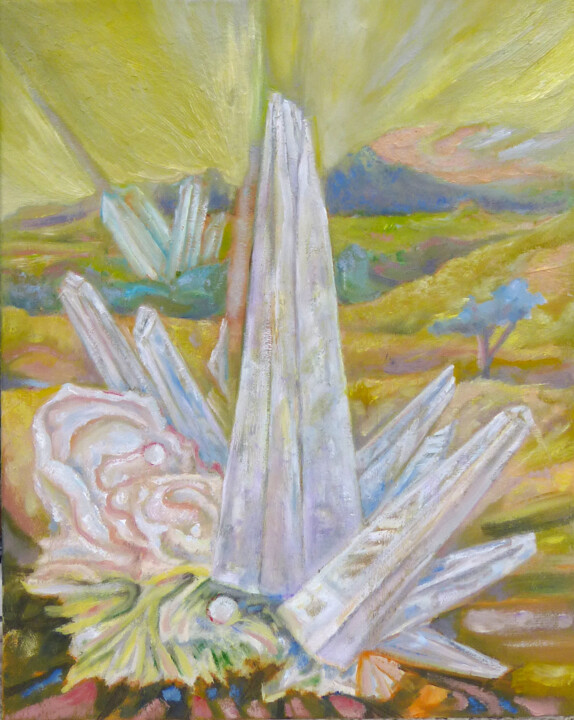 Peinture intitulée "Landscape with crys…" par Elżbieta Goszczycka, Œuvre d'art originale, Huile