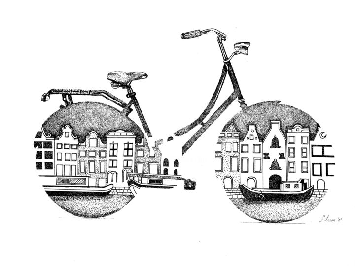 Dibujo titulada "Hollanddot" por Elzem, Obra de arte original, Tinta