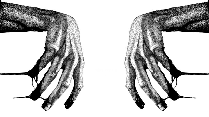Σχέδιο με τίτλο "Hands" από Elzem, Αυθεντικά έργα τέχνης, Μελάνι