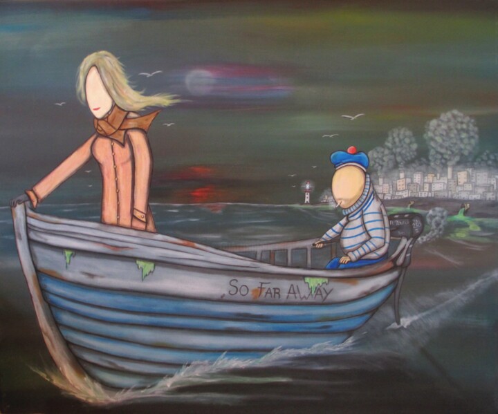 Painting titled "So far away" by El-Zoufri, Original Artwork, Acrylic