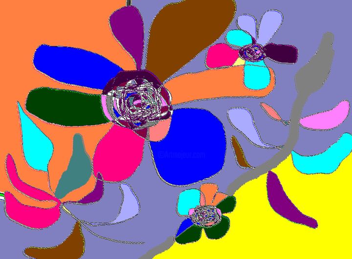 Digital Arts titled "Naive Blüten" by Emivita, Original Artwork, Digital Painting
