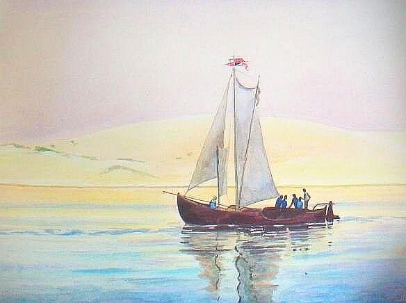 Pittura intitolato "Kurenas (old fishin…" da Ema Gervike, Opera d'arte originale