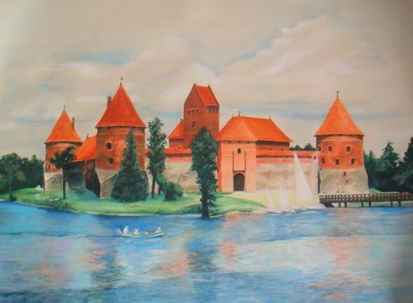 Pintura titulada "Trakai castle, Lith…" por Ema Gervike, Obra de arte original