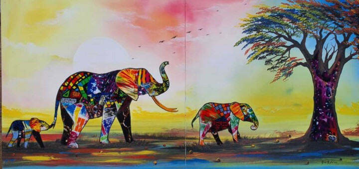Malarstwo zatytułowany „The beautiful Savan…” autorstwa Ema Kato, Oryginalna praca, Akryl