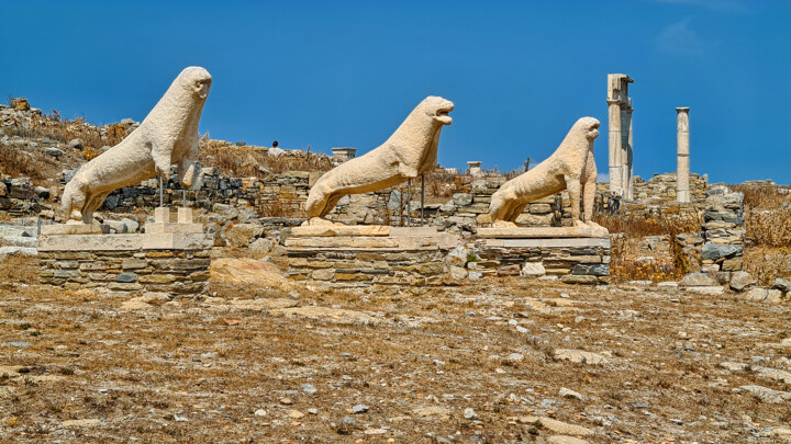 Photography titled "Lions of Delos, Cyc…" by Emaga Travels By Emaga Art, Original Artwork, Digital Photography