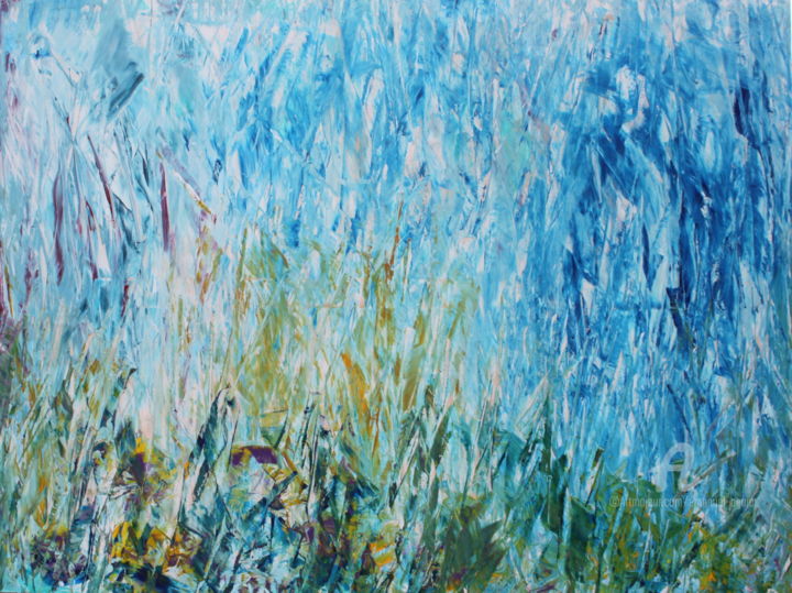 Peinture intitulée "Campo de trigo" par Emanuel Aguiar, Œuvre d'art originale, Acrylique