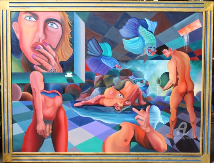 Painting titled "O meu comprimento c…" by Emanuel Aguiar, Original Artwork, Oil