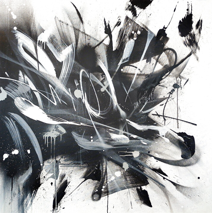 Malarstwo zatytułowany „Blackened 08” autorstwa Emanuele Vittorioso, Oryginalna praca, Akryl Zamontowany na Drewniana rama n…