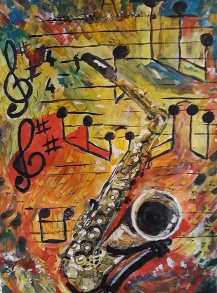 Painting titled "La joie de la musiq…" by Oeilme, Original Artwork, Acrylic