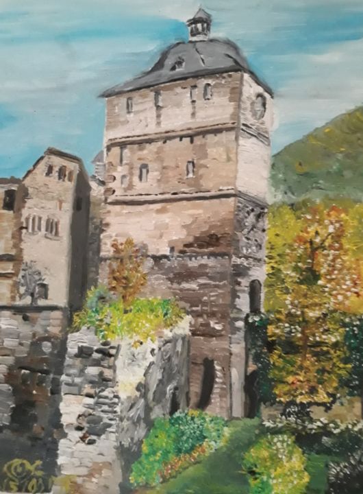 Painting titled "le-chateau" by Oeilme, Original Artwork, Oil