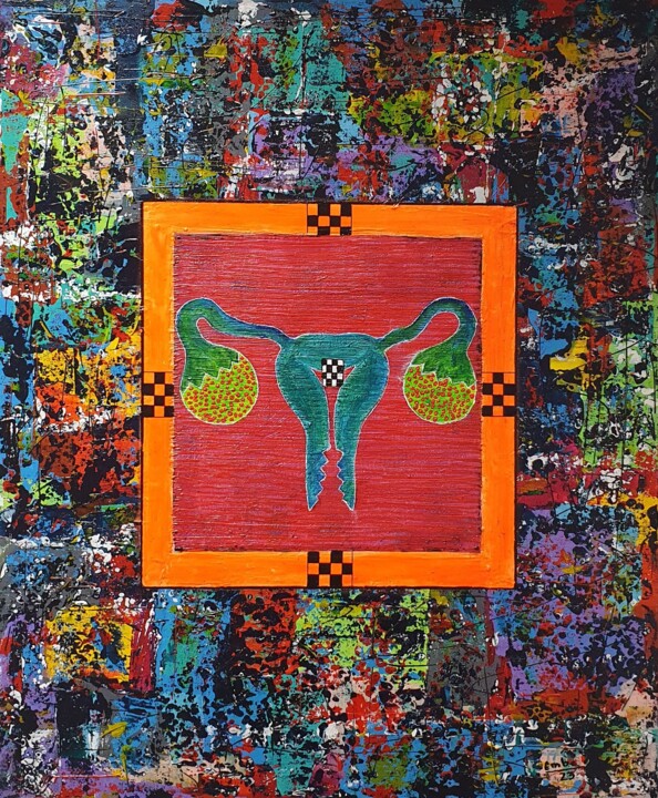 Painting titled "espace indecent 2" by Embe, Original Artwork, Acrylic Mounted on Wood Stretcher frame