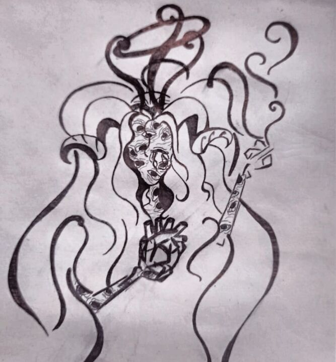 图画 标题为“The smoke of abuse” 由Ember Ashes, 原创艺术品, 圆珠笔