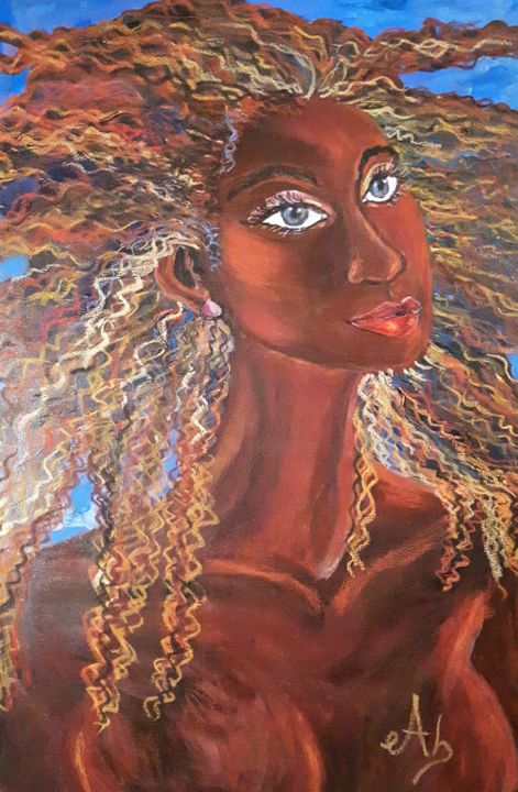 Painting titled "Salvage Goddess" by E. Angie Boucard, Original Artwork, Acrylic