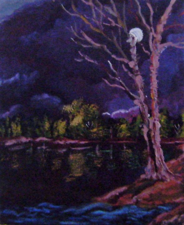 Malerei mit dem Titel "Vieil arbre mort" von E. Angie Boucard, Original-Kunstwerk, Acryl