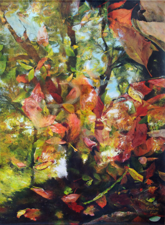 Peinture intitulée "Miroir d'automne 4" par Émeline Garet, Œuvre d'art originale, Acrylique