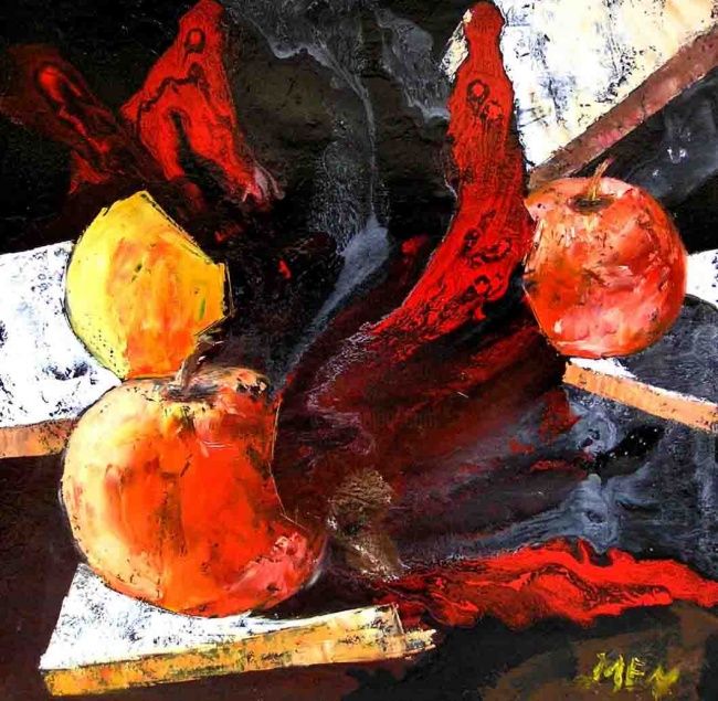 Peinture intitulée "red apples" par Evguenia Men, Œuvre d'art originale