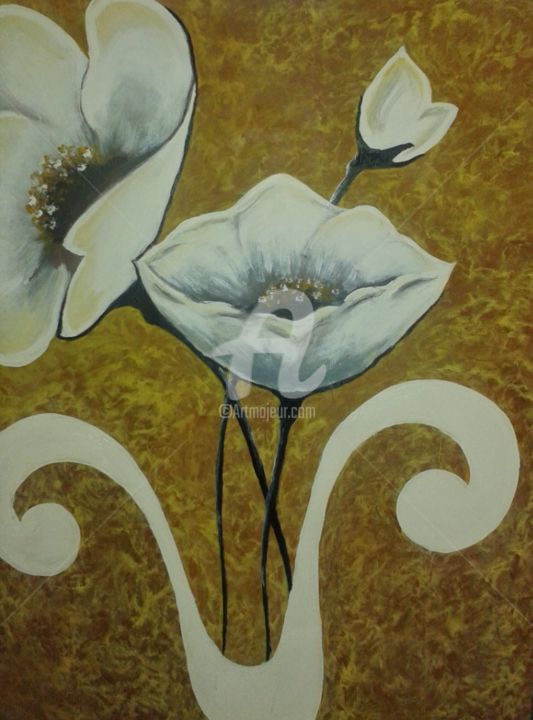 Peinture intitulée "Blanche fleure" par Émeraude Mondesir, Œuvre d'art originale
