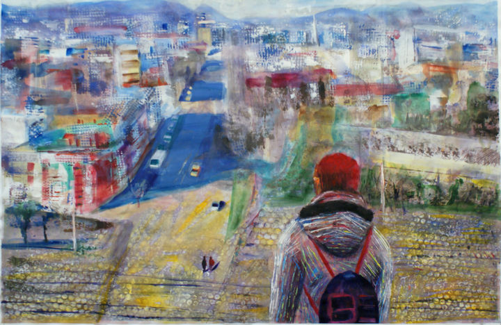 Painting titled "We are living here…" by Emese Bács, Original Art, Watercolor