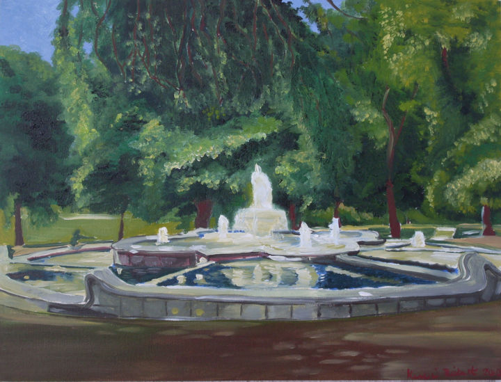Peinture intitulée "Fountain of Zsolnay…" par Emilia Amaro, Œuvre d'art originale, Huile