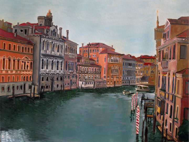 Schilderij getiteld "Venice above the da…" door Emilia Amaro, Origineel Kunstwerk, Olie