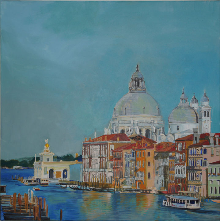 Painting titled "Venice view with th…" by Emilia Amaro, Original Artwork, Acrylic