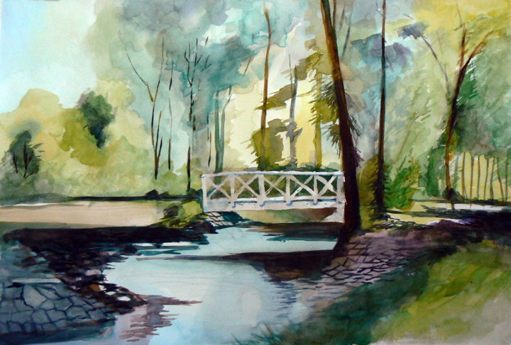 Peinture intitulée "Botanic Garden" par Emilia Amaro, Œuvre d'art originale, Aquarelle