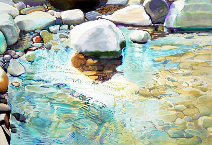 Painting titled "Stones are on the s…" by Emilia Amaro, Original Artwork, Watercolor