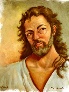 Pintura intitulada "Study of Jesus" por Emil Gutman, Obras de arte originais