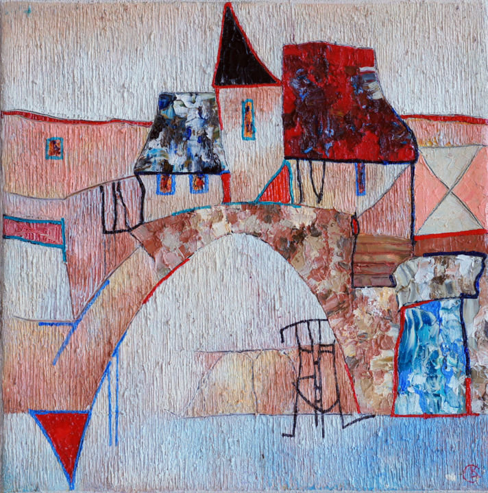 Peinture intitulée "Old city Original…" par Emil Hasenrick, Œuvre d'art originale, Acrylique Monté sur Autre panneau rigide