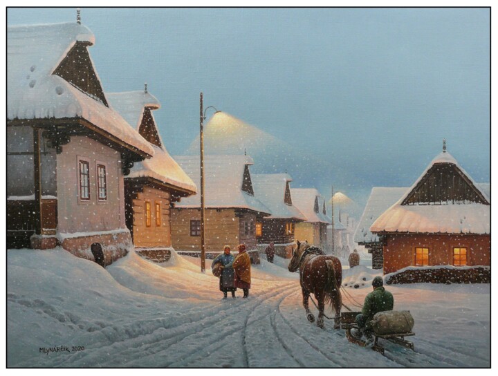 Pittura intitolato "Memories of winter…" da Emil Mlynarcik, Opera d'arte originale, Olio Montato su Telaio per barella in le…