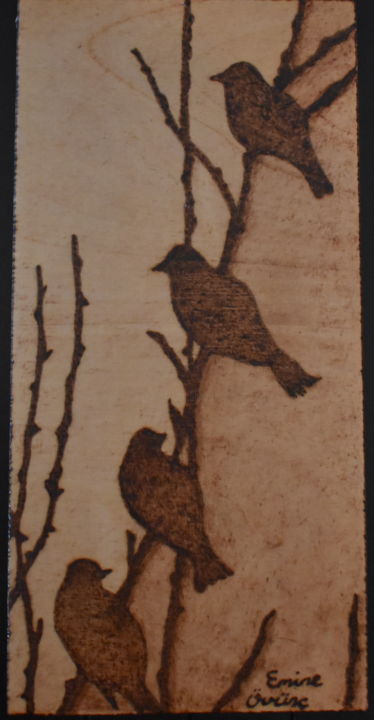Disegno intitolato "Birds" da Emilano Arts, Opera d'arte originale, Legno