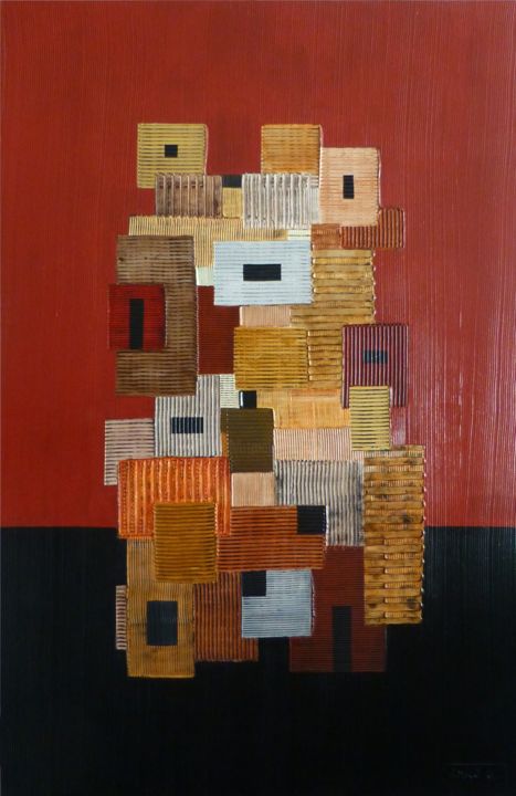 Schilderij getiteld "Emile G "TOTEM" 65…" door Emile G, Origineel Kunstwerk