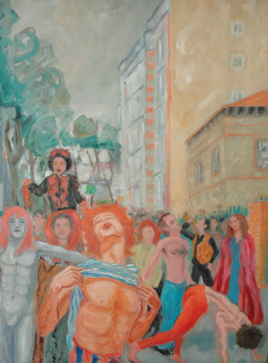 Schilderij getiteld ""Carnaval"" door Emile Paya, Origineel Kunstwerk, Olie