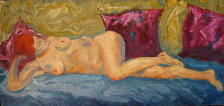 Pintura intitulada ""Le sofa"" por Emile Paya, Obras de arte originais, Óleo