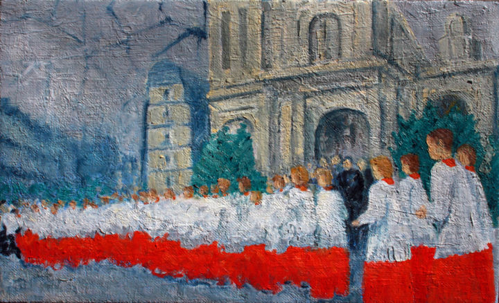 Painting titled "Enfants de choeur" by Emile Paya, Original Artwork, Oil