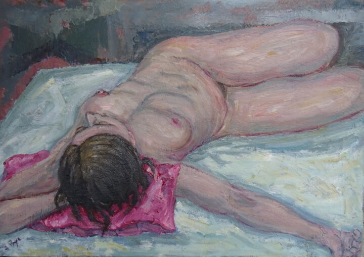 Peinture intitulée "Nu en raccourci." par Emile Paya, Œuvre d'art originale, Huile