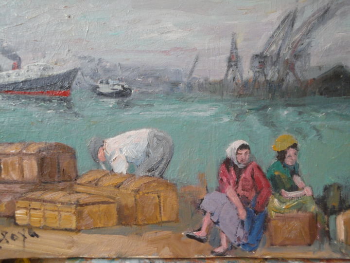 Pintura intitulada ""Le départ"" por Emile Paya, Obras de arte originais, Óleo