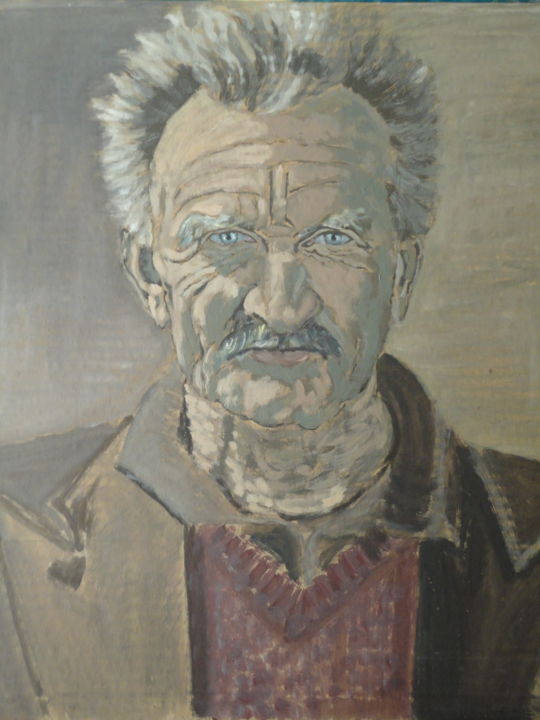 Pintura intitulada "Portrait en grisail…" por Emile Paya, Obras de arte originais, Óleo Montado em Cartão