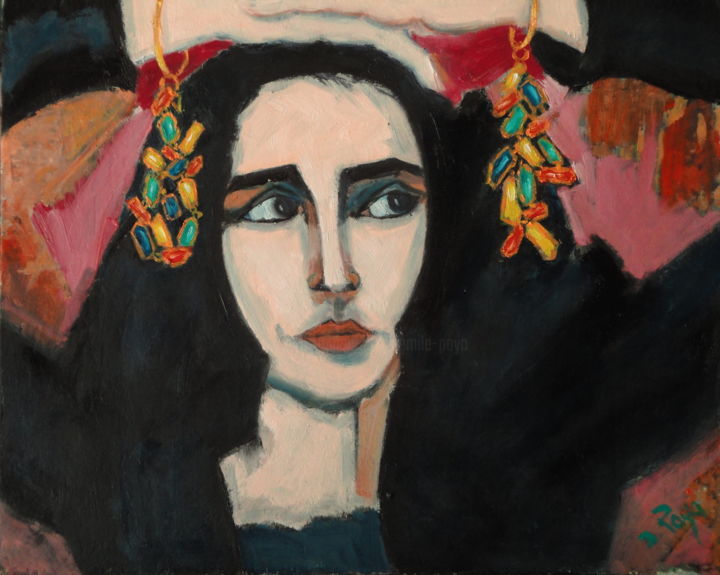 Malerei mit dem Titel "Golshifteh FAHARANI…" von Emile Paya, Original-Kunstwerk, Öl