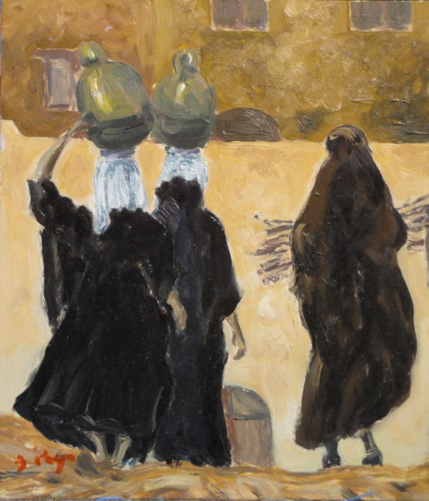 Schilderij getiteld ""Les femmes de Tafr…" door Emile Paya, Origineel Kunstwerk, Olie