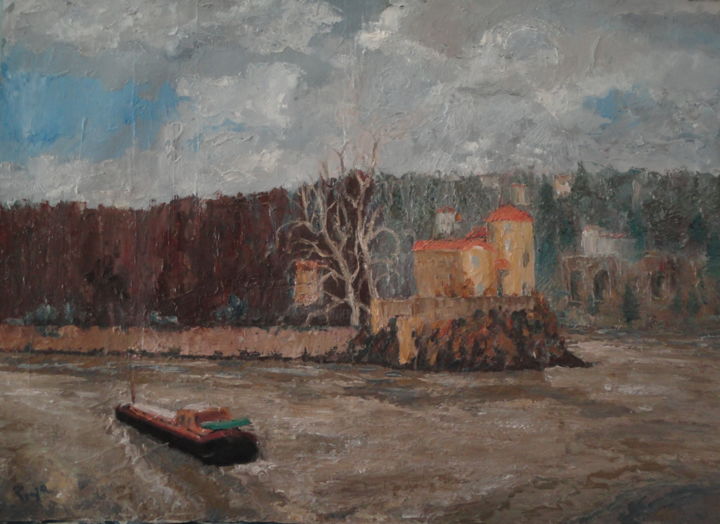Картина под названием ""Hautes eaux à l'Il…" - Emile Paya, Подлинное произведение искусства, Масло