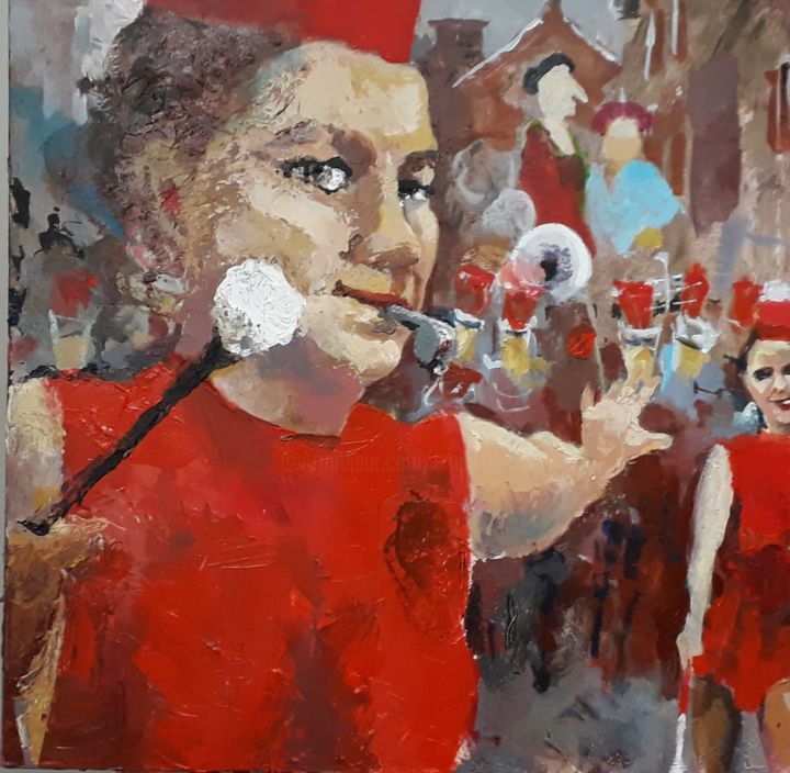 Painting titled "Majorettes" by Émile Thibaut, Original Artwork, Acrylic