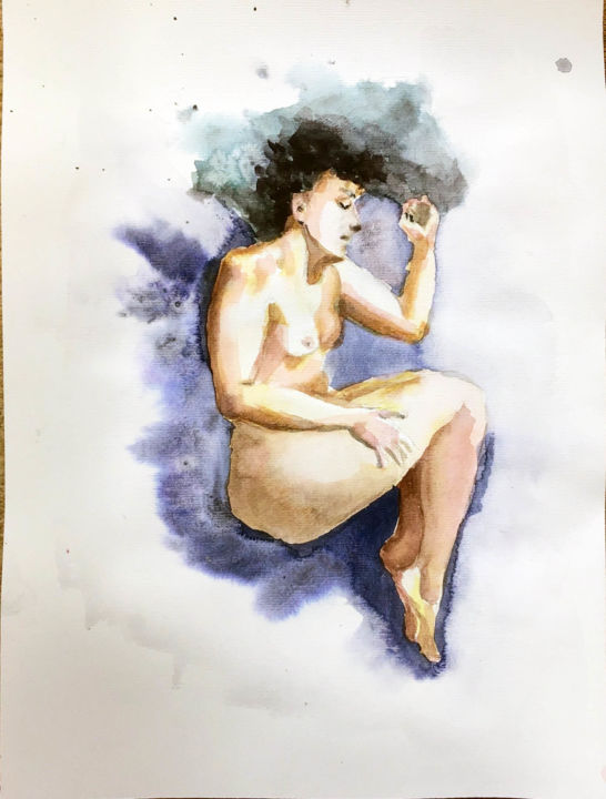 Painting titled "woman" by Juliettanaked, Original Artwork, Watercolor