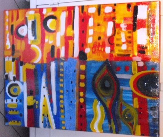 Painting titled "in grecia" by Emilia Filannino, Original Artwork, Acrylic