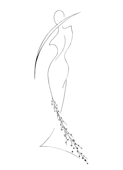 Drawing titled "fashion illustratio…" by Emilia Zhilova, Original Artwork, Ballpoint pen